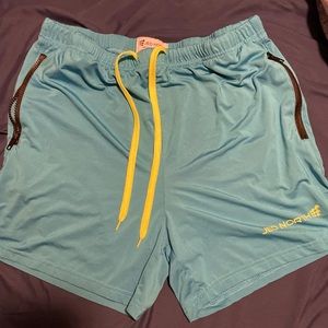 Agile body building shorts w zipper pockets- aqua blue